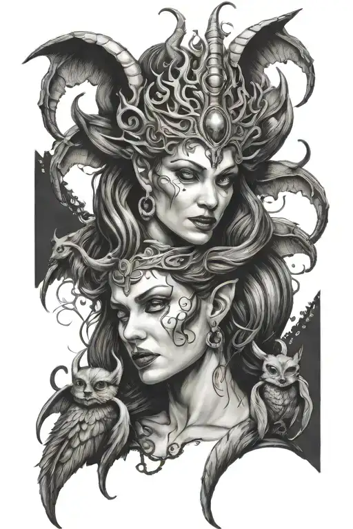 lilith queen of demons tattoo design idea
