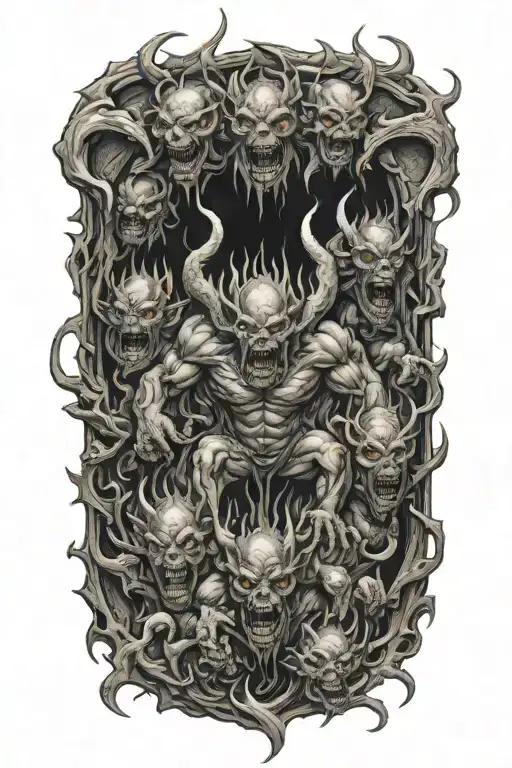 Demons crawling out of hell tattoo design idea