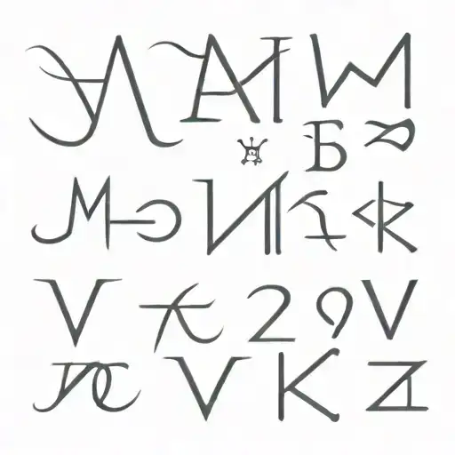 Letters M, F, D, A, K, V letter tattoo design idea