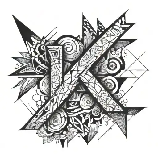 Letters M, F, D, A, K, V letter tattoo design idea