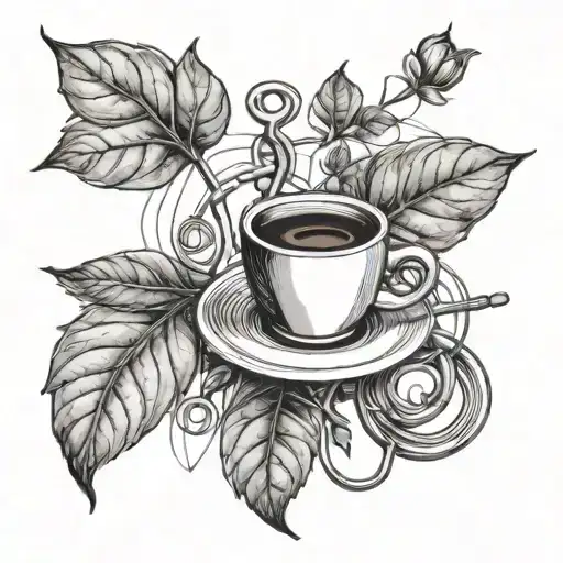 A blackwork tattoo of a stethoscope intertwined with a coffee plant, representing your occupation as a nursing assistant and passion for coffee tattoo design idea