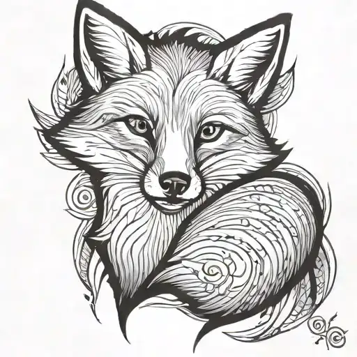 a fox full body smiling  tattoo design idea