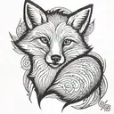a fox full body smiling  tattoo design idea