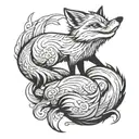 a fox full body smiling  tattoo design idea