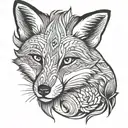 a fox full body smiling  tattoo design idea