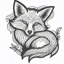 a fox full body smiling  tattoo design idea