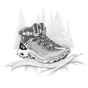 A trail running shoe surrounded by a forest of beanstalks tattoo design idea