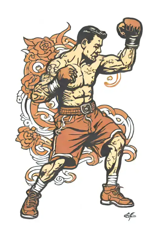 boxer punching tattoo design idea