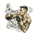 boxer punching tattoo design idea
