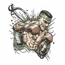 boxer punching tattoo design idea