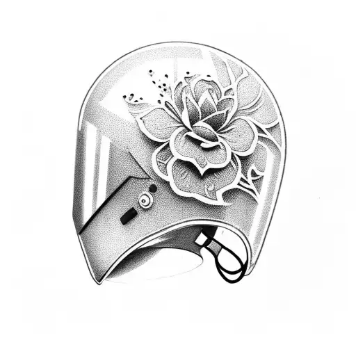 F1 Helmet with flowers growing out of it tattoo design idea