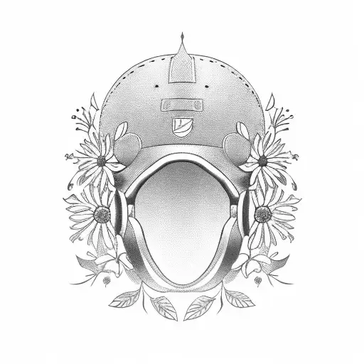F1 Helmet with flowers growing out of it tattoo design idea