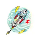 rocket in a rocket tattoo design idea