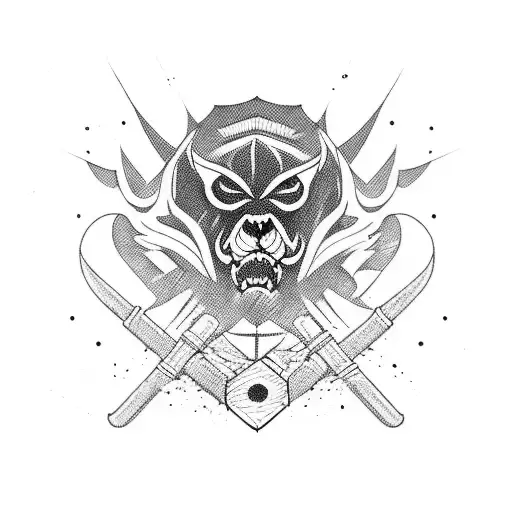 A fierce jiu jitsu fighter grappling with a wave tattoo design idea