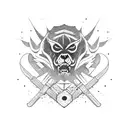 A fierce jiu jitsu fighter grappling with a wave tattoo design idea