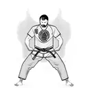 A fierce jiu jitsu fighter grappling with a wave tattoo design idea