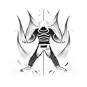 A fierce jiu jitsu fighter grappling with a wave tattoo design idea