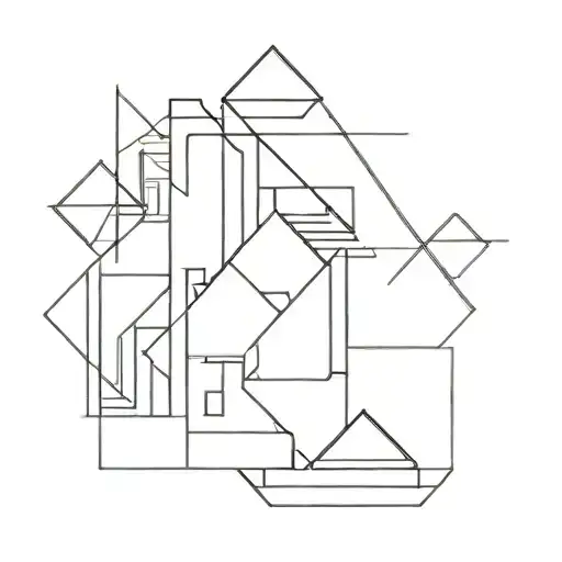 simple, geometric, think line work, architecture symbols inspired  tattoo design idea