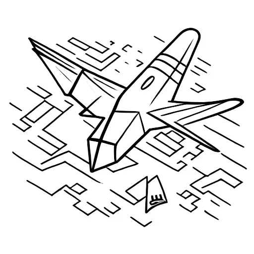 paper airplane with shadow of real plane, travel related, small size tattoo design idea