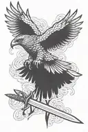 hawk and sword tattoo design idea