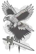hawk and sword tattoo design idea