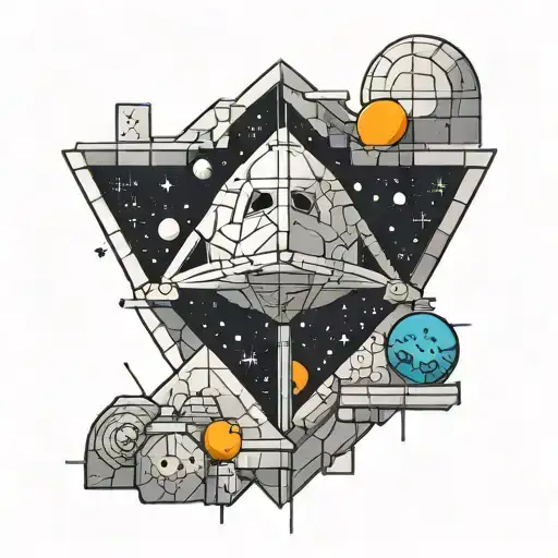 hitch hikers guide to the galaxy thumb logo mixed with lego space logo tattoo design idea