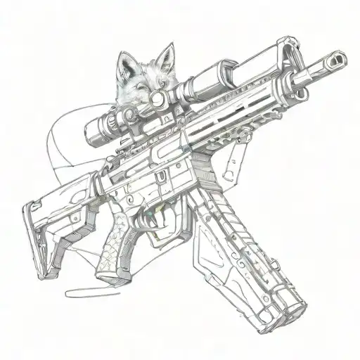 Tactical Fox shooting sniper rifle tattoo design idea