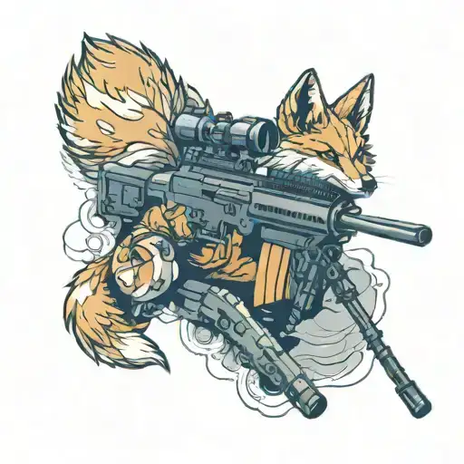 Tactical Fox shooting sniper rifle tattoo design idea
