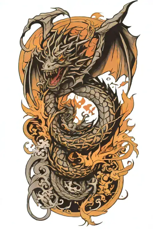 dragon flying tattoo design idea