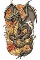 dragon flying tattoo design idea