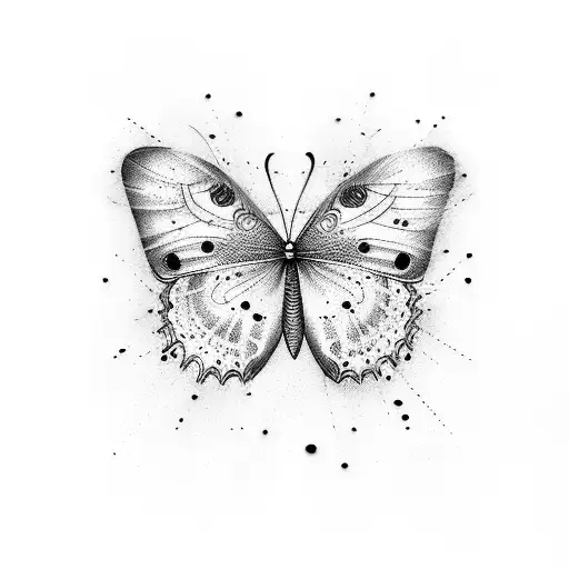 butterflies with semicolons and blood tattoo design idea