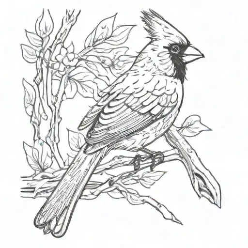 cardinal bird looking up  tattoo design idea