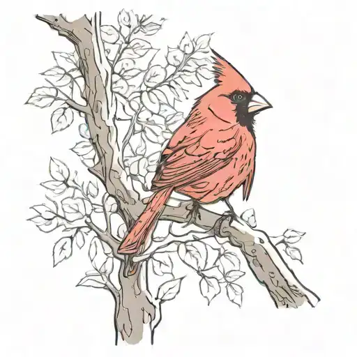 cardinal bird looking up  tattoo design idea