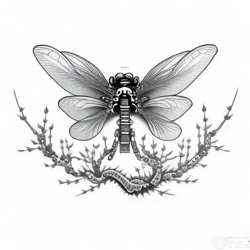 Japanese cherry blossom death blood pain despair dragonfly bondage tattoo design idea