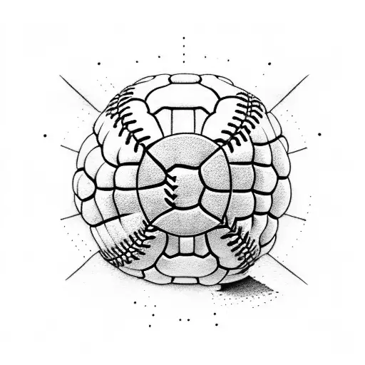 Dotwork Baseball Tattoo Idea - BlackInk AI