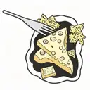 mac and cheese with hot dogs in the shape of a cheese wedge tattoo design idea