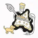 mac and cheese with hot dogs in the shape of a cheese wedge tattoo design idea