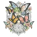 butterflies and tinker bell  tattoo design idea