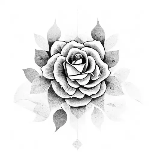 floral, geometric, shading tattoo design idea