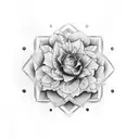 floral, geometric, shading tattoo design idea