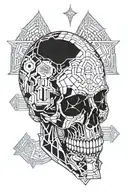 cyber sigilism skull tattoo design idea
