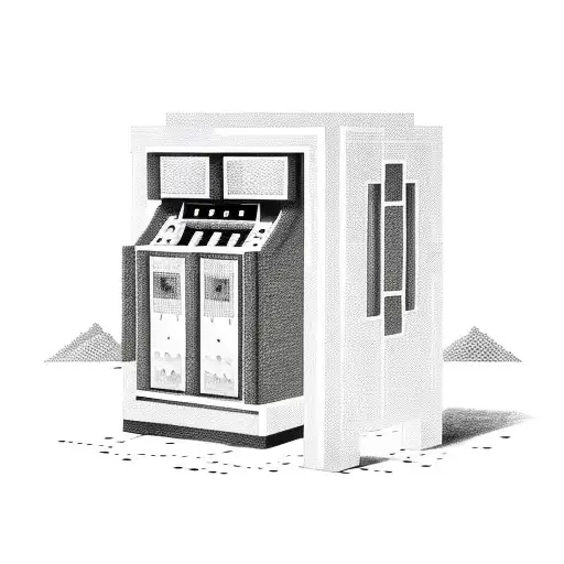 Minecraft jukebox surrounded by Minecraft flowers tattoo design idea
