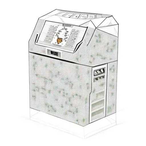 Minecraft jukebox surrounded by Minecraft flowers tattoo design idea
