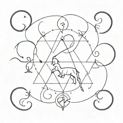 I want a minimalist monochromatic color tattoo that combines the 3 zodiac signs in one: Leo, Aries and Cancer tattoo design idea