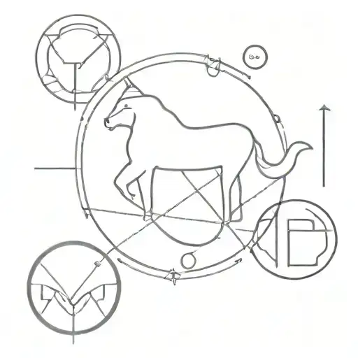 I want a monochromatic minimalist geometric tattoo that combines the 3 zodiac signs: Leo, Cancer and Aries. tattoo design idea