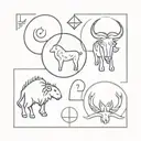 I want a minimalist monochromatic color tattoo that combines the 3 zodiac signs in one: Leo, Aries and Cancer tattoo design idea
