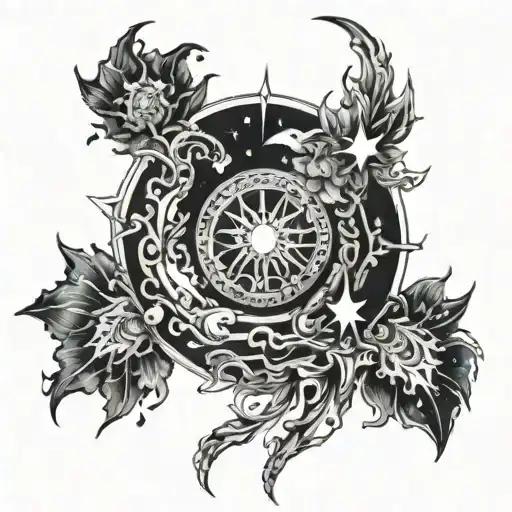 Create a tattoo that will fill the chest, part of the shoulders and the neck, with the art of a war in the heavens tattoo design idea