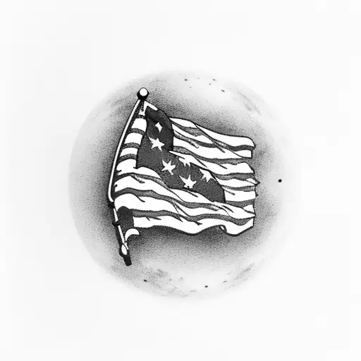 Confederate flag on the moon tattoo design idea