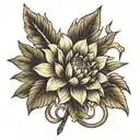 dahlia flower with bow arrows tattoo design idea