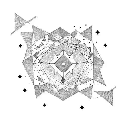 A minimalist and geometric half sleeve tattoo featuring dancing people in a constellation of stars and moons. tattoo design idea